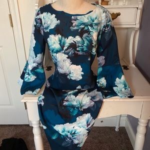 Quarter Sleeve Floral Dress
